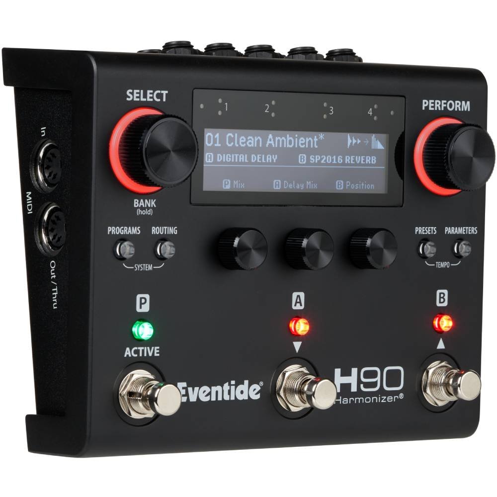 Eventide H90 Dark harmonizer pedal, angled right view