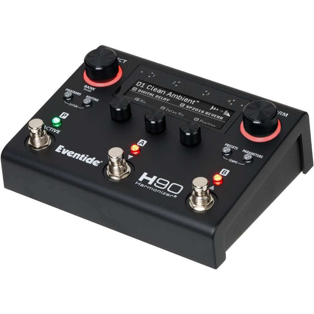Eventide H90 Dark harmonizer pedal, high angled right view