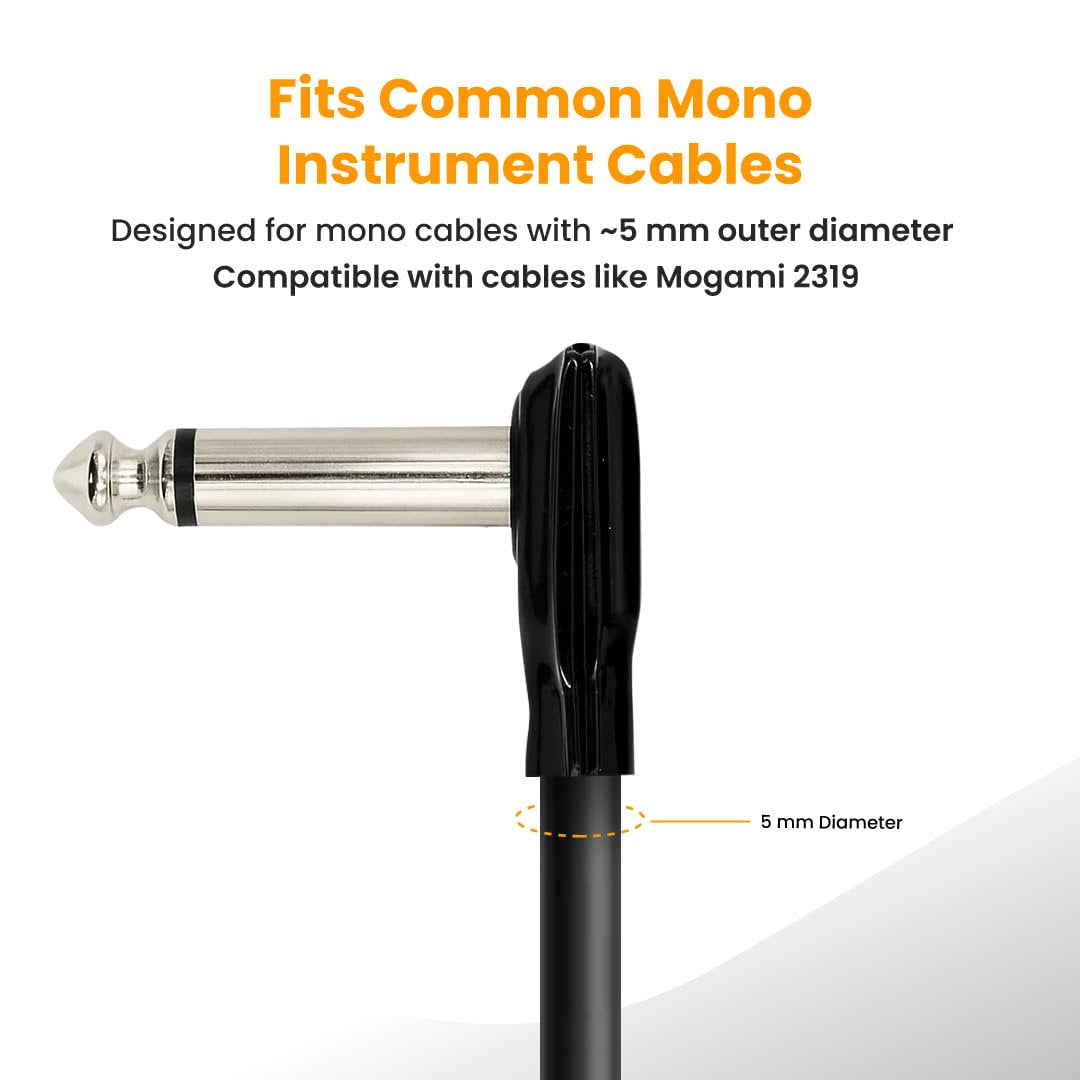 Evidence Audio ESP plug marketing graphic stating compatibility with ~5mm mono instrument cables including Mogami 2319 (10-pack)