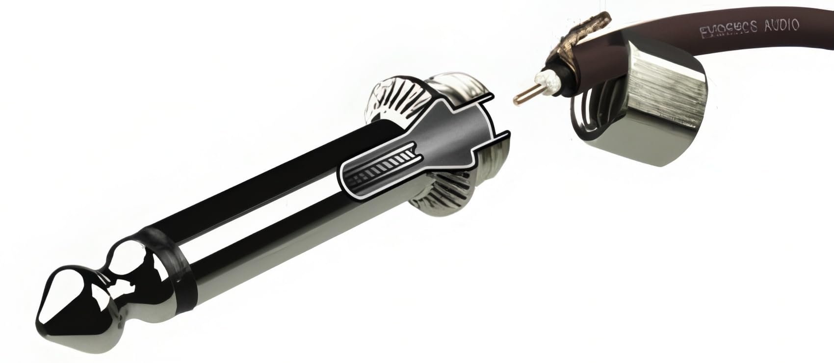 Evidence Audio SIS right-angle plug attached to burgundy cable end (10-pack)