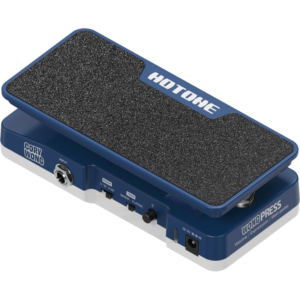 Hotone SP-21 Wong Press pedal, angled view showing textured rocker top and side jack