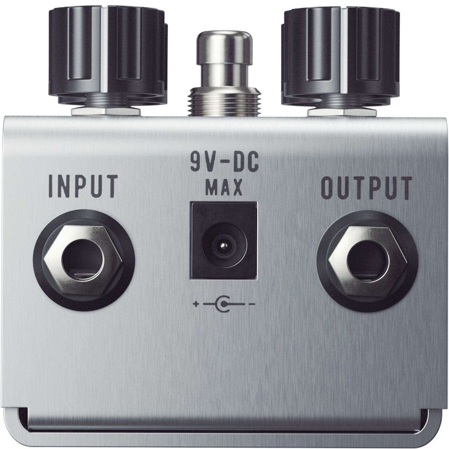 Jackson Audio Belle Starr Drew Shirley Signature Overdrive, Rear/top view of the Belle Starr showing the top-mounted connections: Input, Output, and 9V DC max.