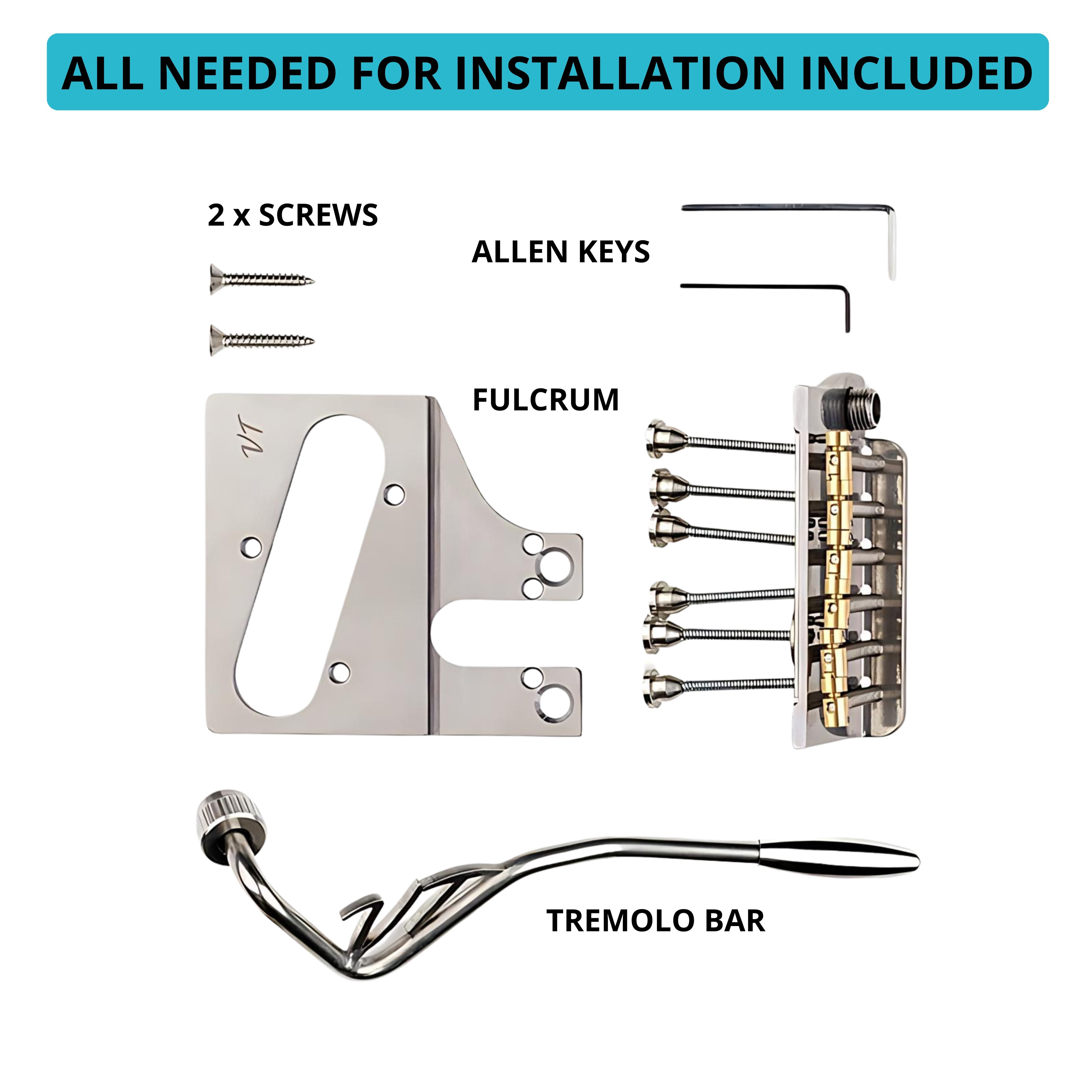Vega-Trem VT2ND Teletrem Modern Telecaster Guitar Tremolo Bridge For Tele No Mods Easy Installation with logo