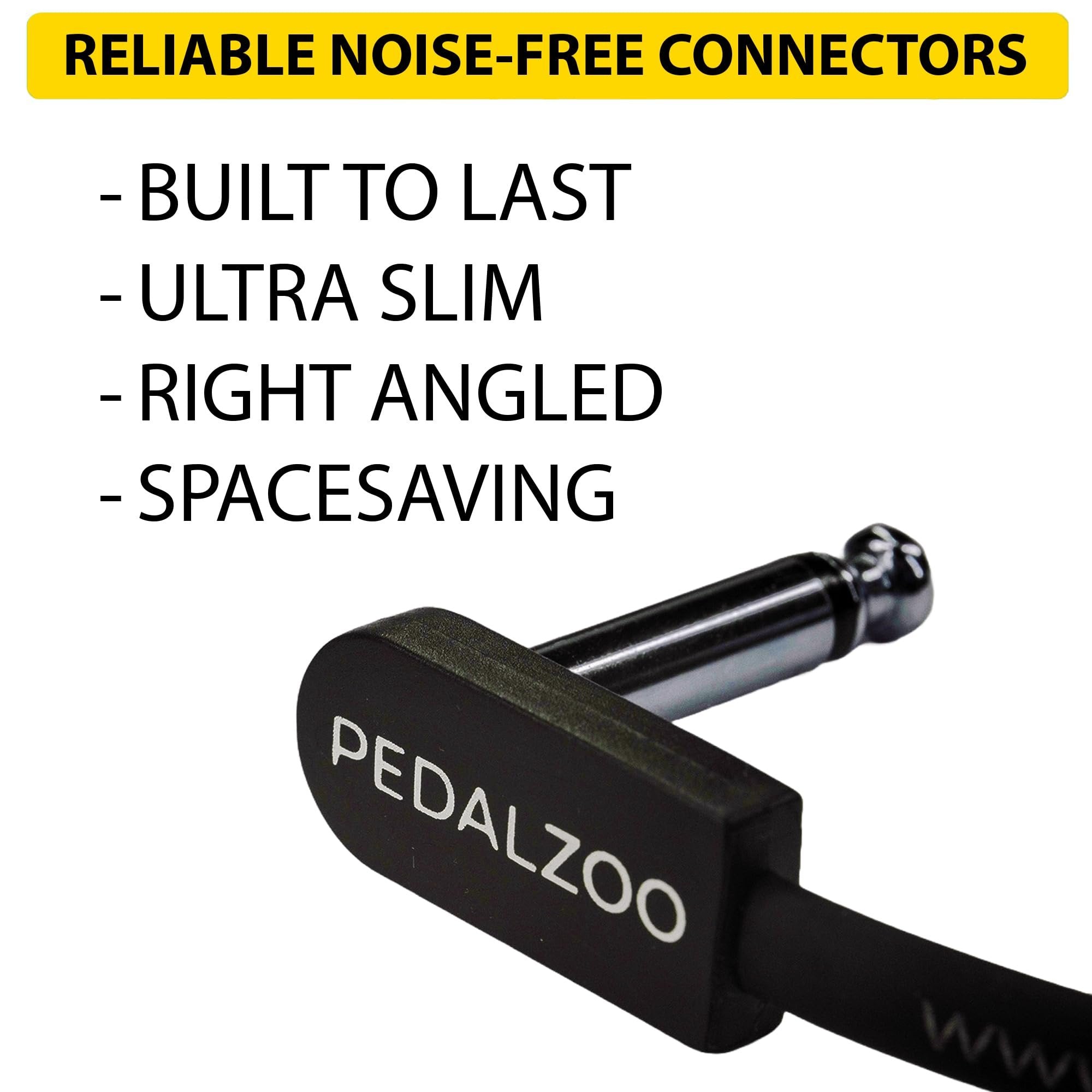 Pedalzoo Flat Patch for Guitar Effects Pedals 6 Inch (3-pack) - Space-Saving and Reliable Pedalboard Connection