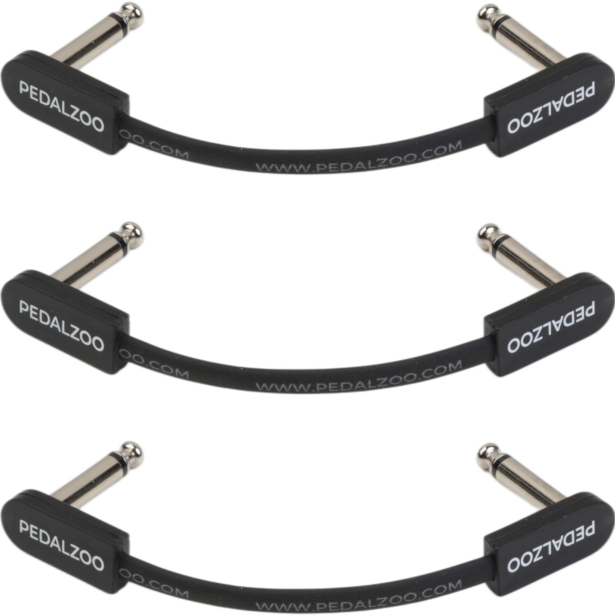 Pedalzoo Flat Patch for Guitar Effects Pedals 3 Inch (3-pack) - Space-Saving and Reliable Pedalboard Connection