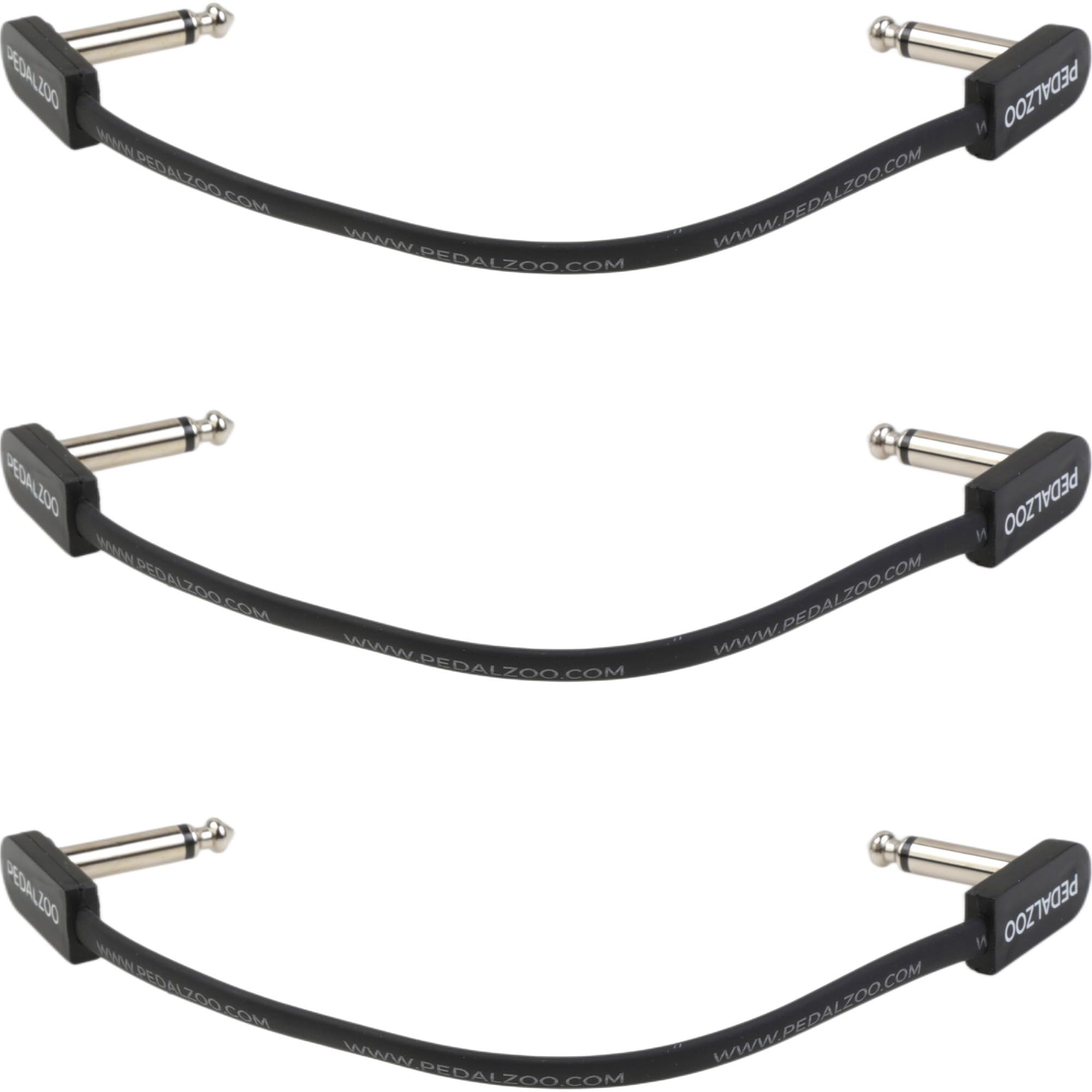 Pedalzoo Flat Patch for Guitar Effects Pedals 6 Inch (3-pack) - Space-Saving and Reliable Pedalboard Connection