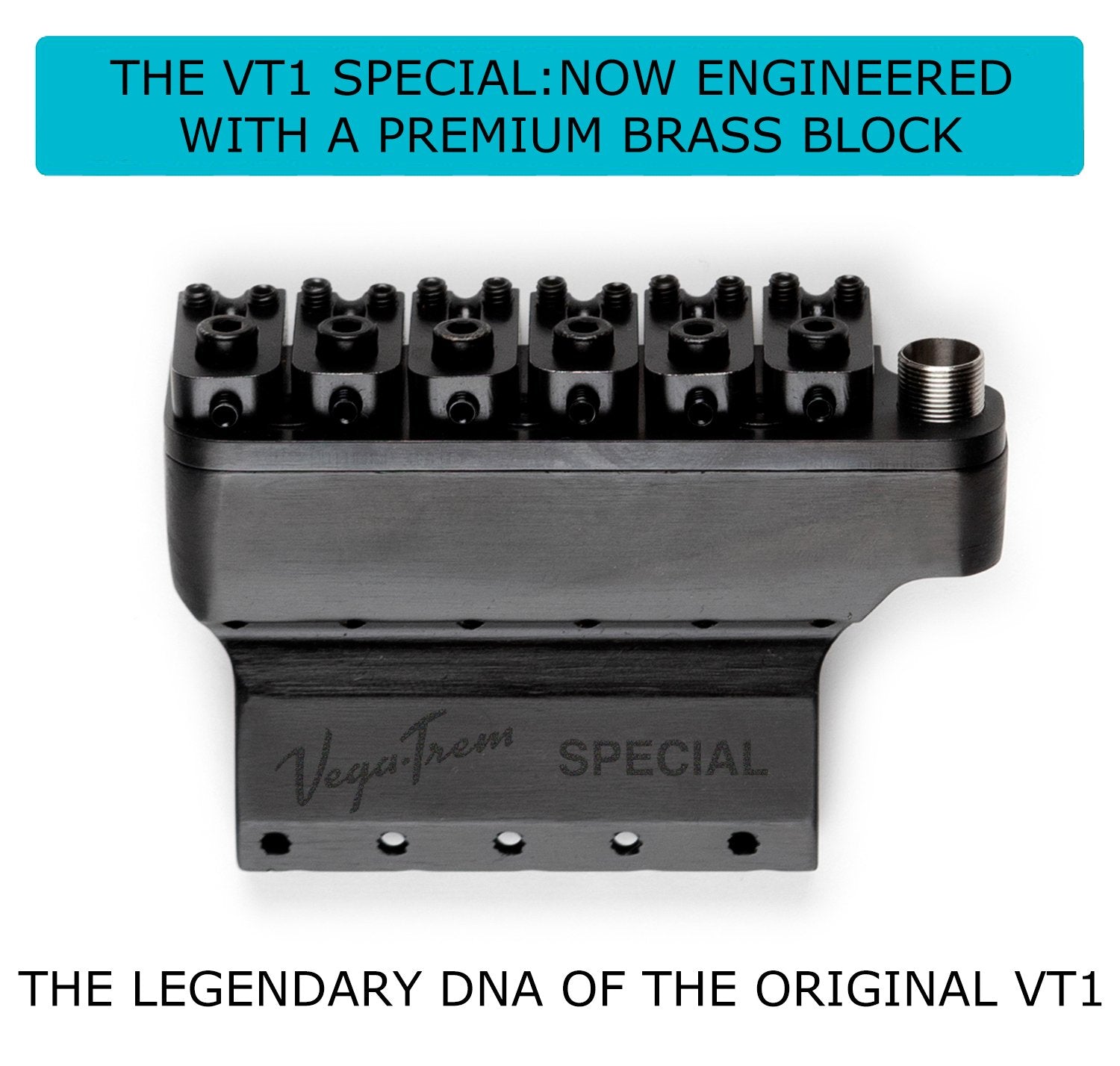 Vega-Trem VT1 Special Standard 6-Screw Stratocaster Guitar Tremolo Bridge For Strat No Mods Easy Installation (Black, Right)