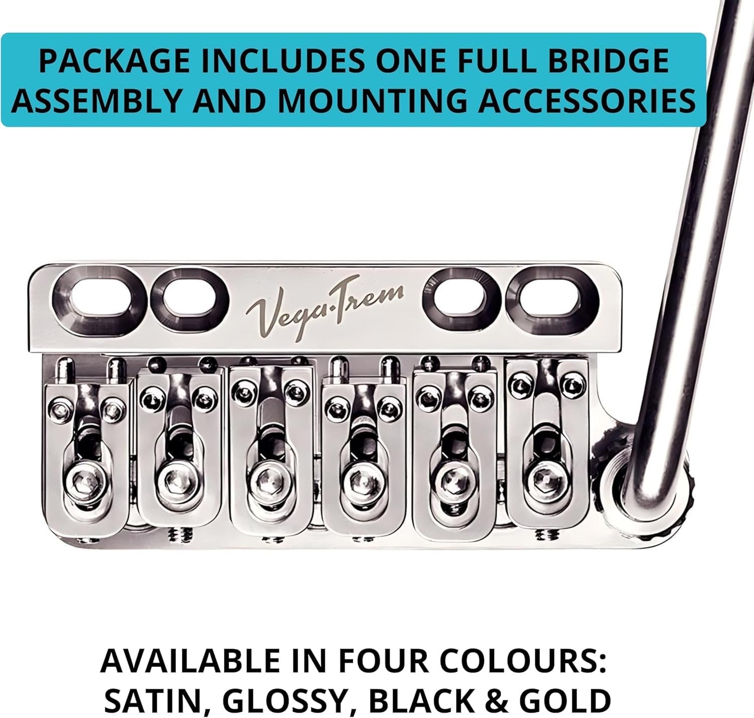 Vega-Trem VT1 Special Standard 6-Screw Stratocaster Guitar Tremolo Bridge For Strat No Mods Easy Installation (Glossy, Right)