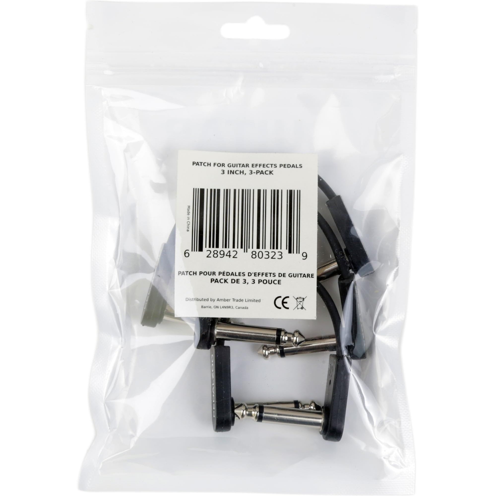 Pedalzoo Flat Patch for Guitar Effects Pedals 3 Inch (3-pack) - Space-Saving and Reliable Pedalboard Connection