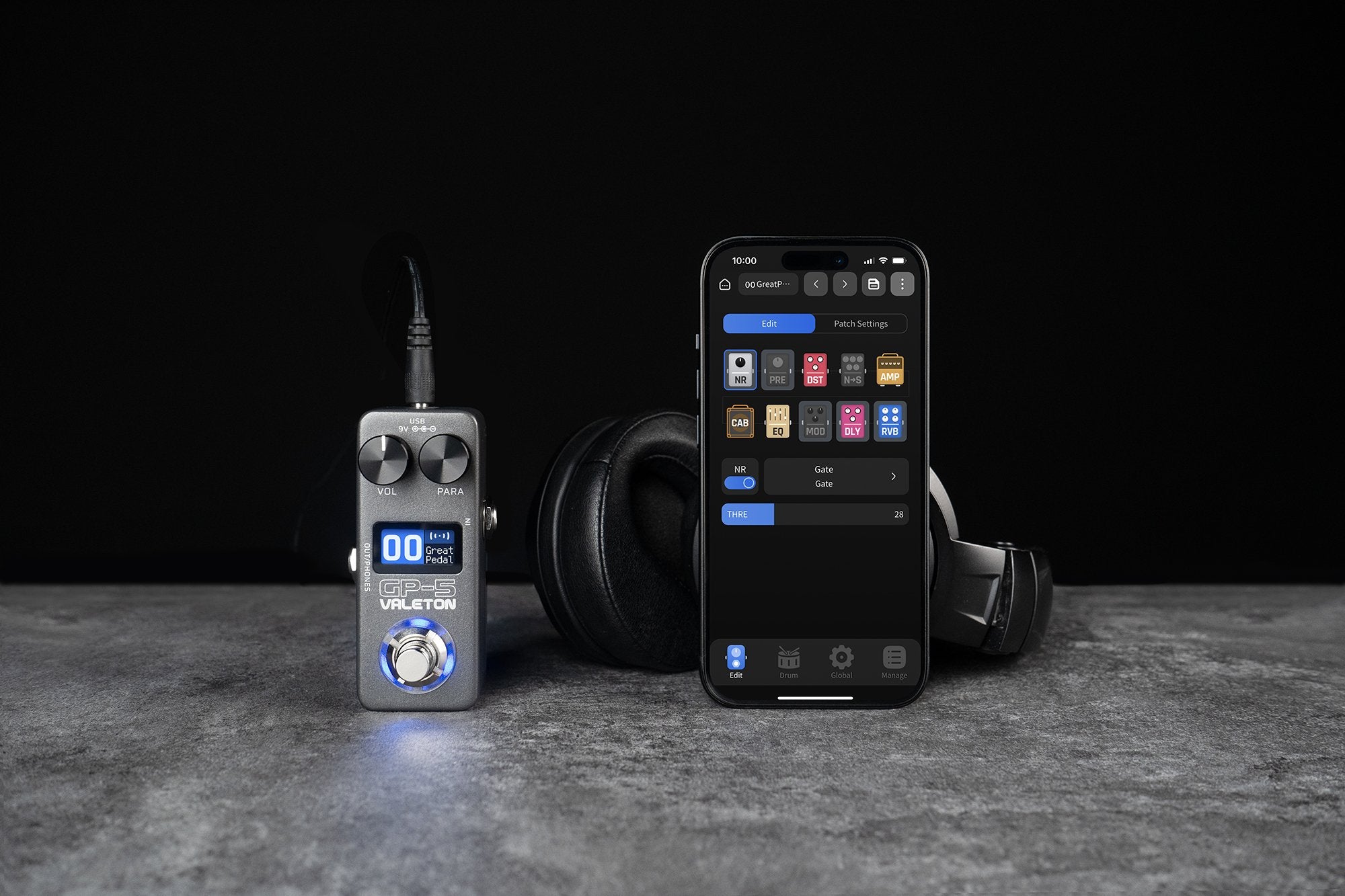 Valeton GP-5 Compact Multi-Effects Processor + PedalZoo Medium Guitar Pick — Bundle | IR Loader, Amp/Cab Sims, 100+ FX, Bluetooth, USB Audio Interface