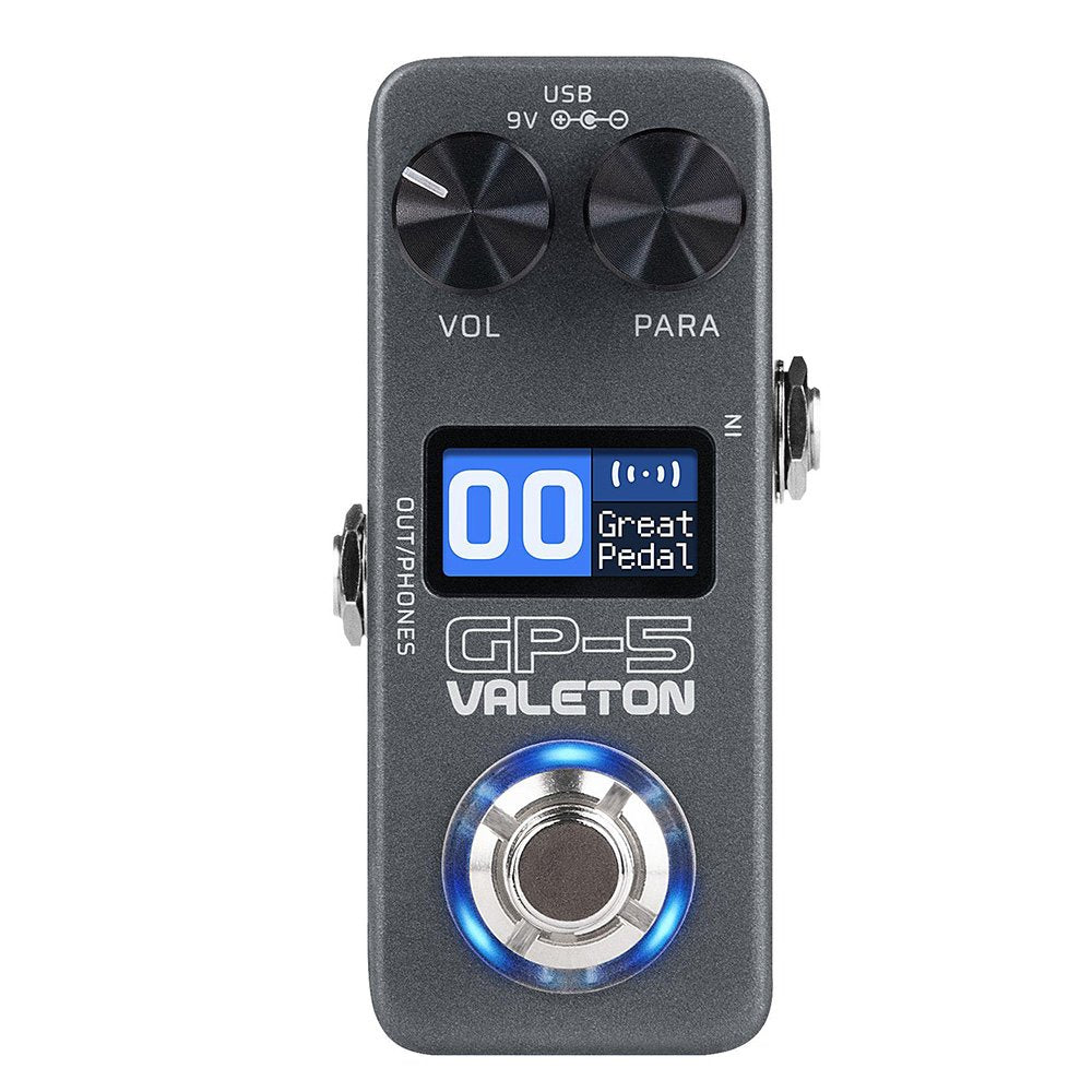 Valeton GP-5 Compact Multi-Effects Processor + PedalZoo Medium Guitar Pick — Bundle | IR Loader, Amp/Cab Sims, 100+ FX, Bluetooth, USB Audio Interface