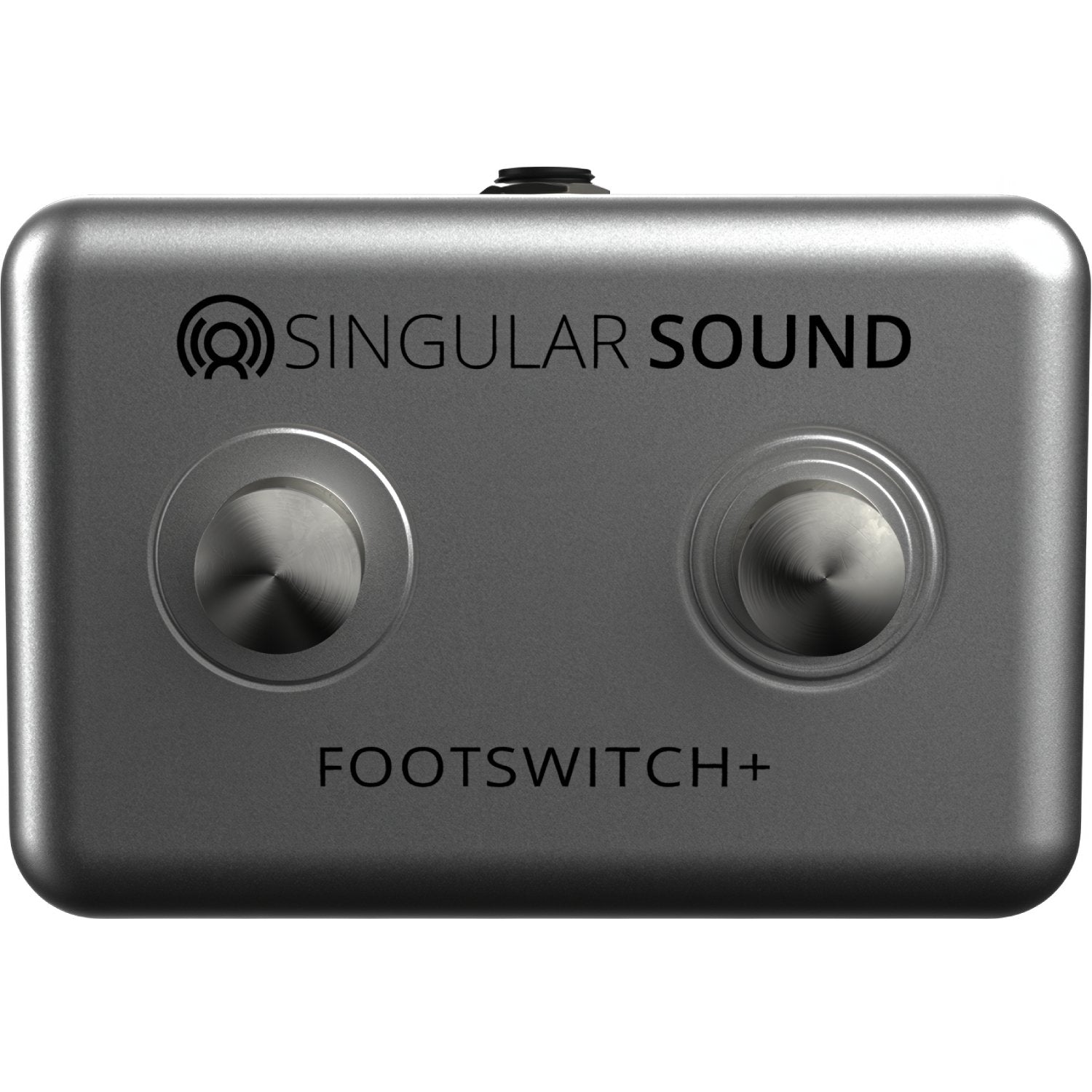 Singular Sound Footswitch+ Dual Momentary Footswitch for BeatBuddy top-down view with two chrome switches