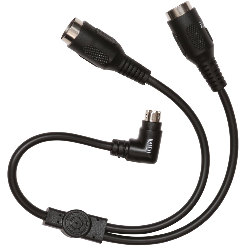 Singular Sound BeatBuddy MIDI Breakout Cable showing PS/2 connector splitting into 5-pin MIDI IN and OUT jacks