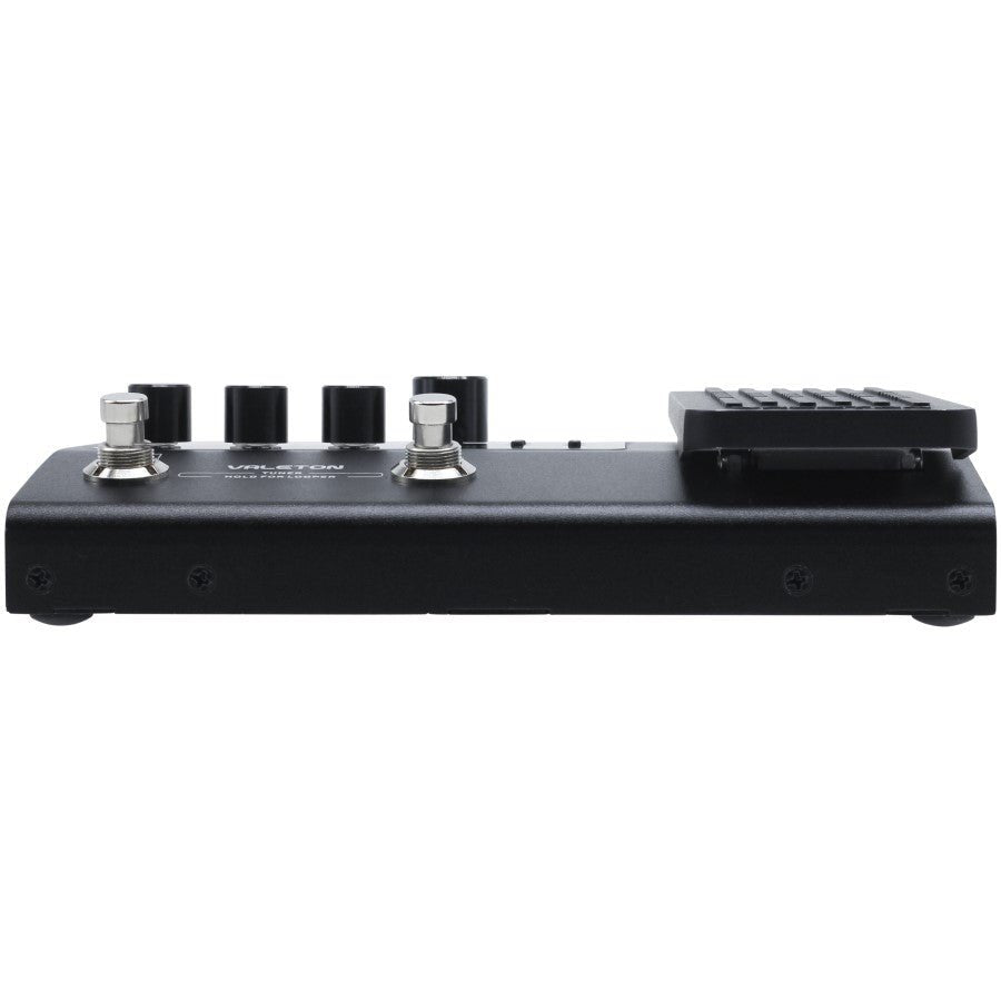 Side view of Valeton GP-100 showing expression pedal and control knobs