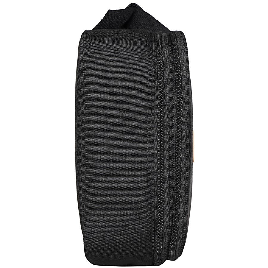 Side view of Valeton GPB-1 gig bag showing padded handle and zipper
