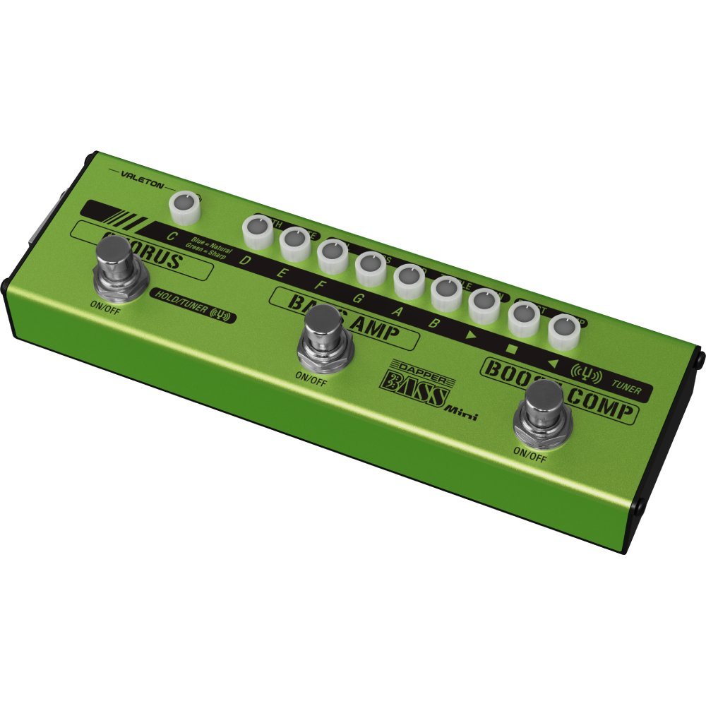 Valeton MES-2 Dapper Bass Mini angled view showing Chorus and Bass Amp controls