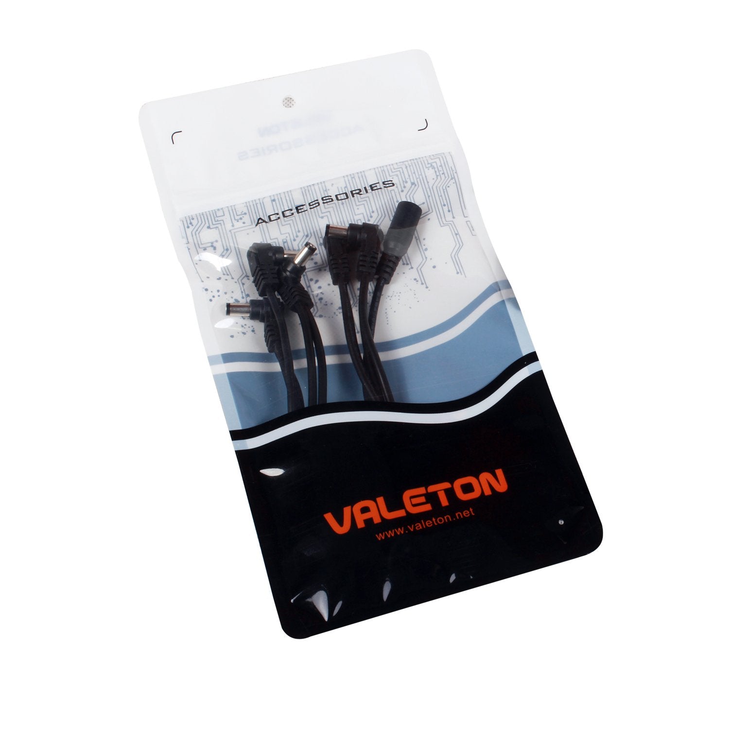 Valeton PCA-5 5-plug angled head DC power cable set in retail packaging