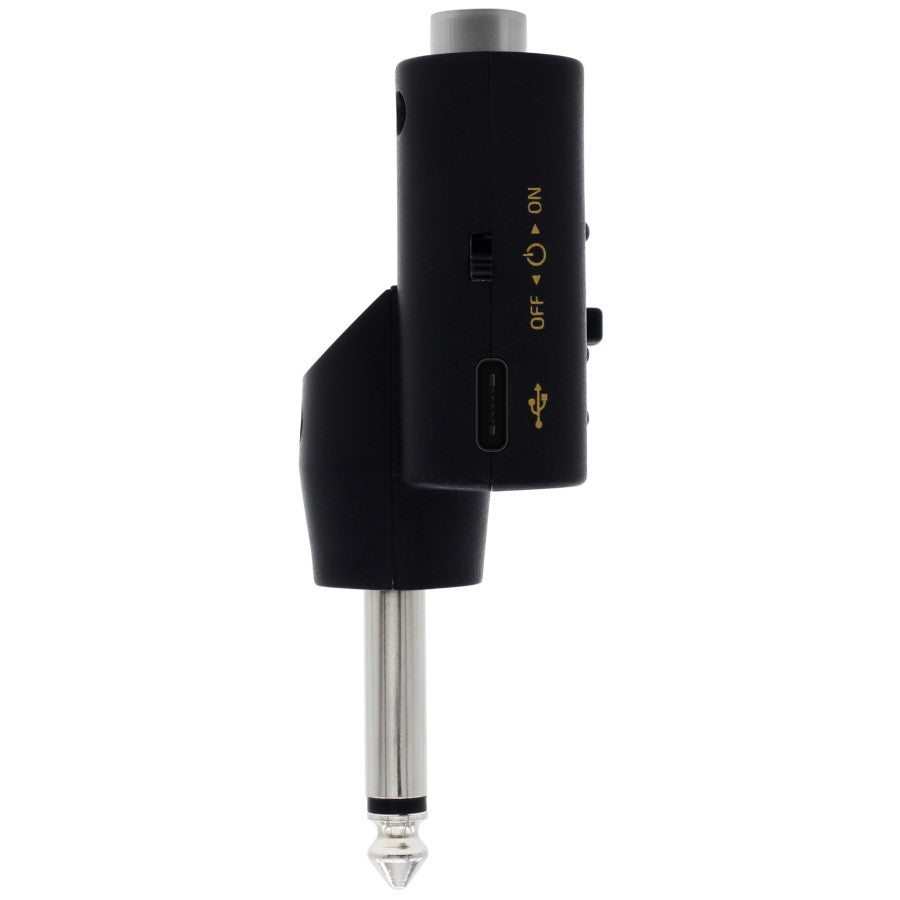 Side view of Valeton Rushead Max RH-100 showing USB-C port and power switch