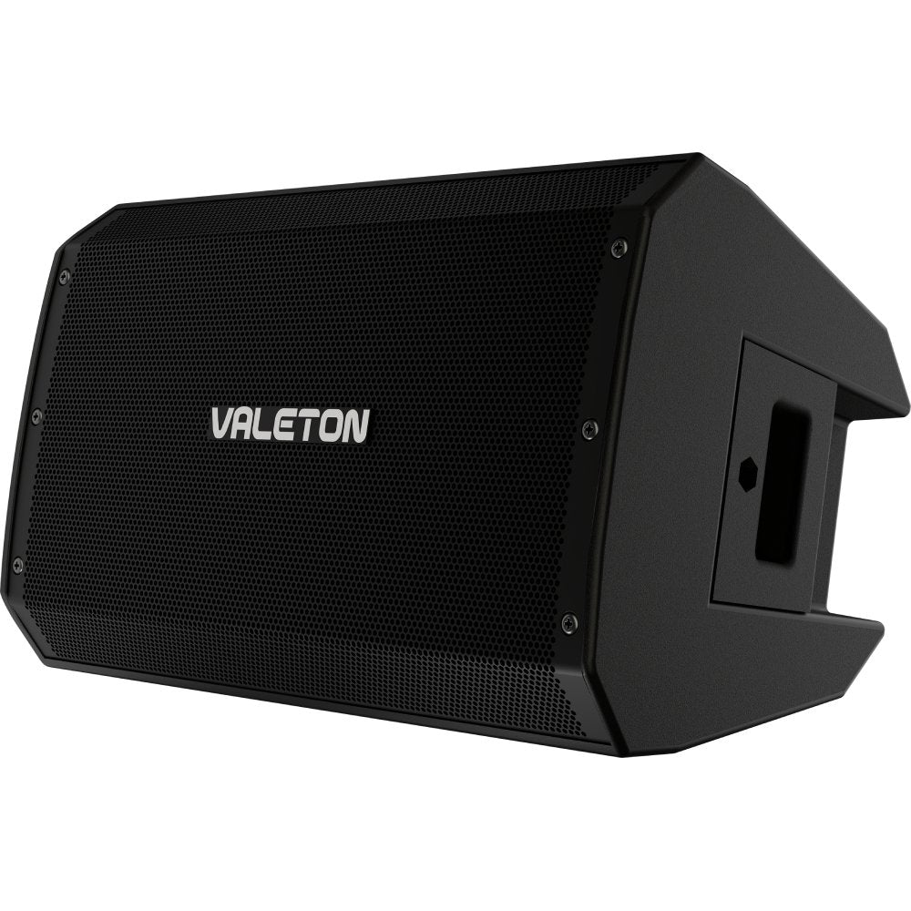 Valeton VFR-110 active speaker cabinet, angled front view with carry handle