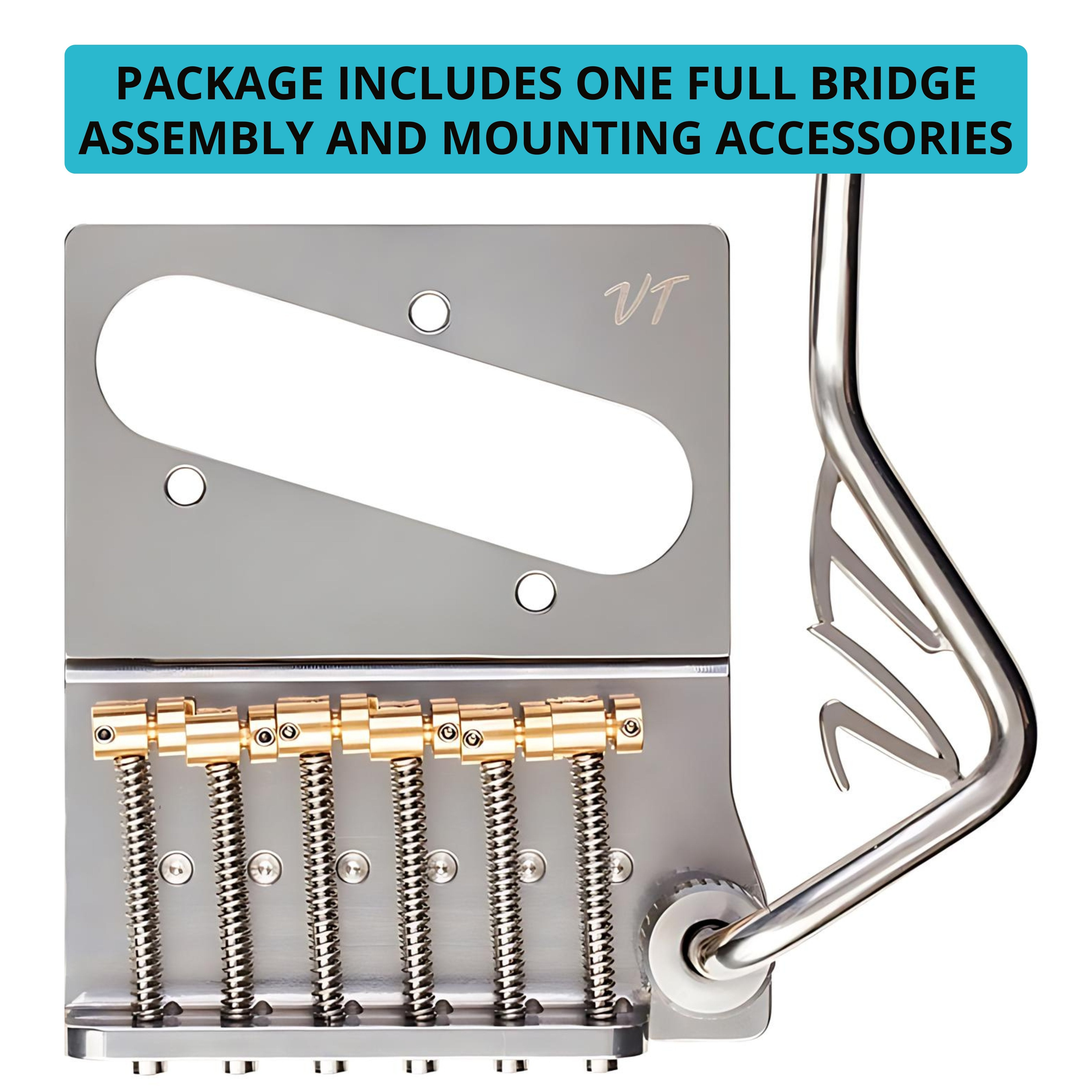 Vega-Trem VT2ND Modern 66 mm steel finish, logo arm, bridge assembly and tremolo arm package