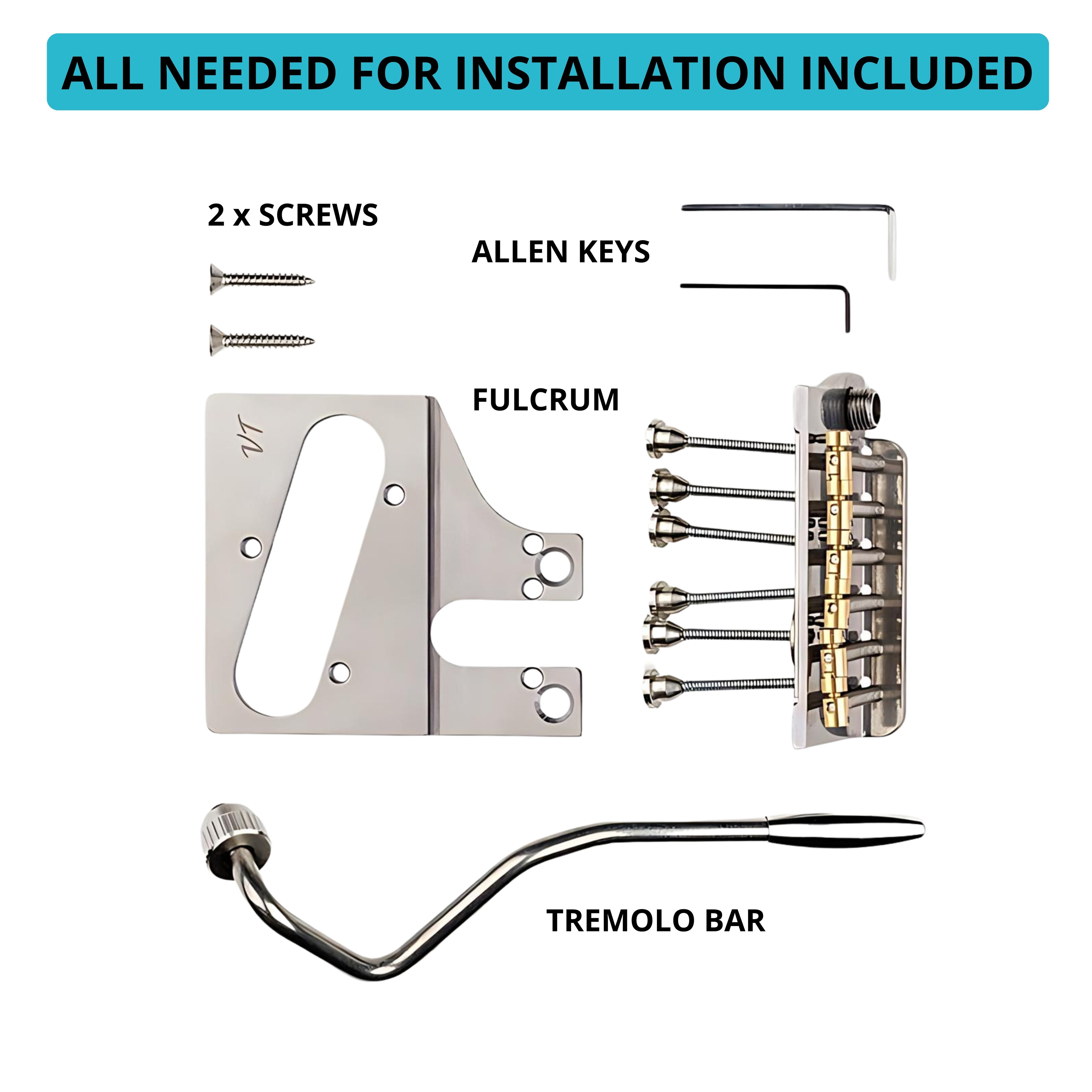 Vega-Trem VT2ND Modern 66 mm steel finish, plain arm, complete bridge kit and included hardware