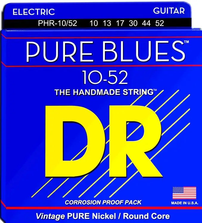 PHR-10/52 6-String Set PURE BLUES Pure Nickel Electric Guitar Strings Medium to Heavy 10-52