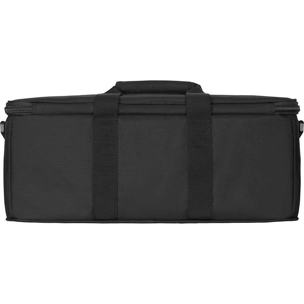 Hotone padded gig bag, top view showing carry handle and buckled straps