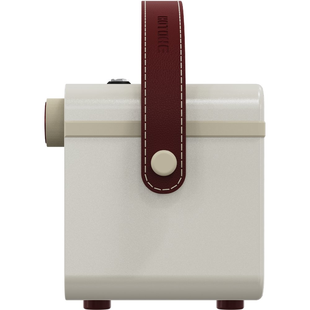 Hotone Pulze AP-30WH amplifier, close view of leather-style carry handle attachment