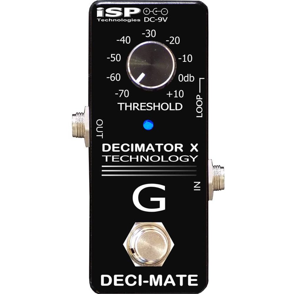 ISP Technologies Deci-Mate G Micro Noise Reduction Pedal top view with LOOP jack and THRESHOLD knob