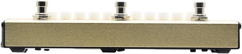 Side view of Valeton Dapper Acoustic Mini showing control knobs and footswitches