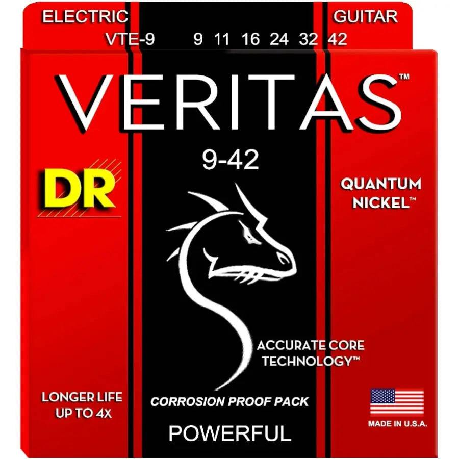 VTE-9 6-String Set VERITAS Coated Core Technology Electric Guitar Strings Light 9-42
