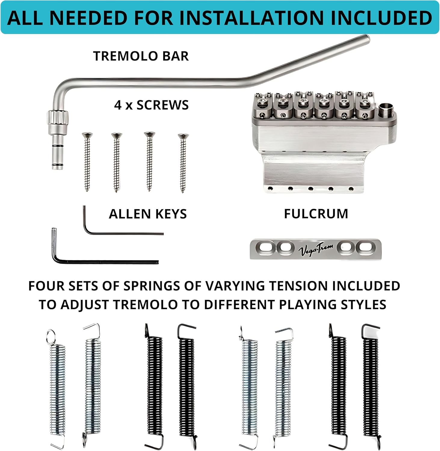 TEST Vega-Trem VT1 Standard 6-Screw Satin Stratocaster Guitar Tremolo Bridge For Strat No Mods Easy Installation