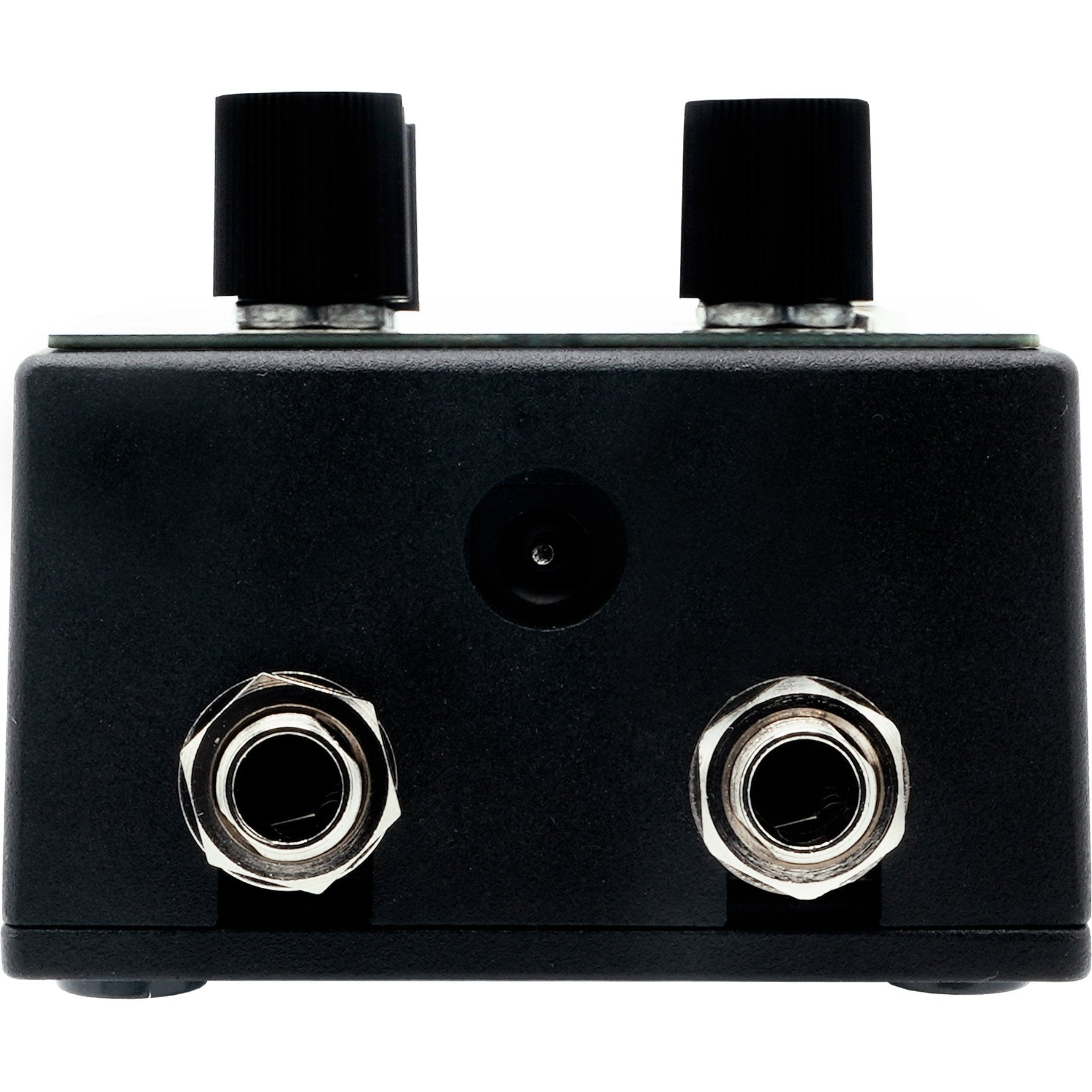 Rear panel of the Death by Audio Dream Station with the TRS input and stereo output jacks and 9V DC socket