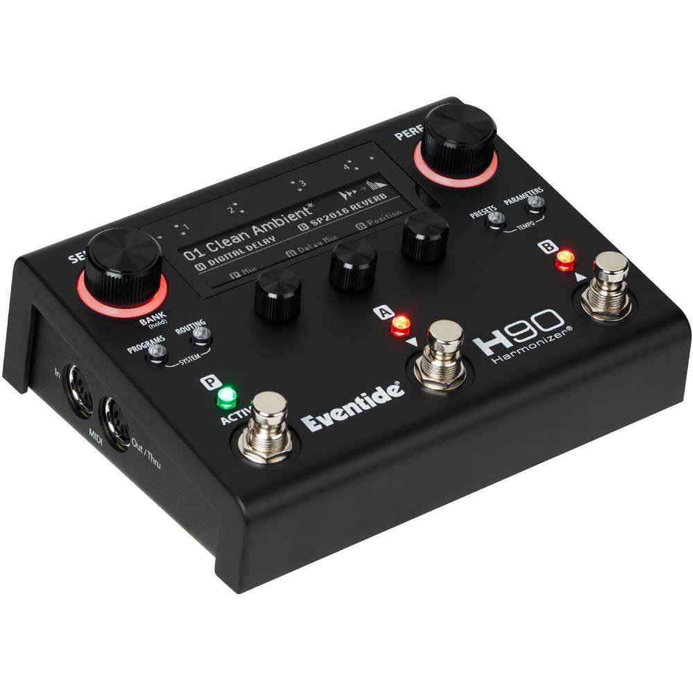 Eventide H90 Dark harmonizer pedal, high angled left view