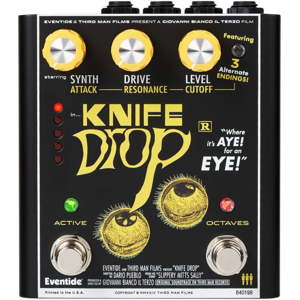 Eventide Knife Drop sub-octave fuzz pedal, front view