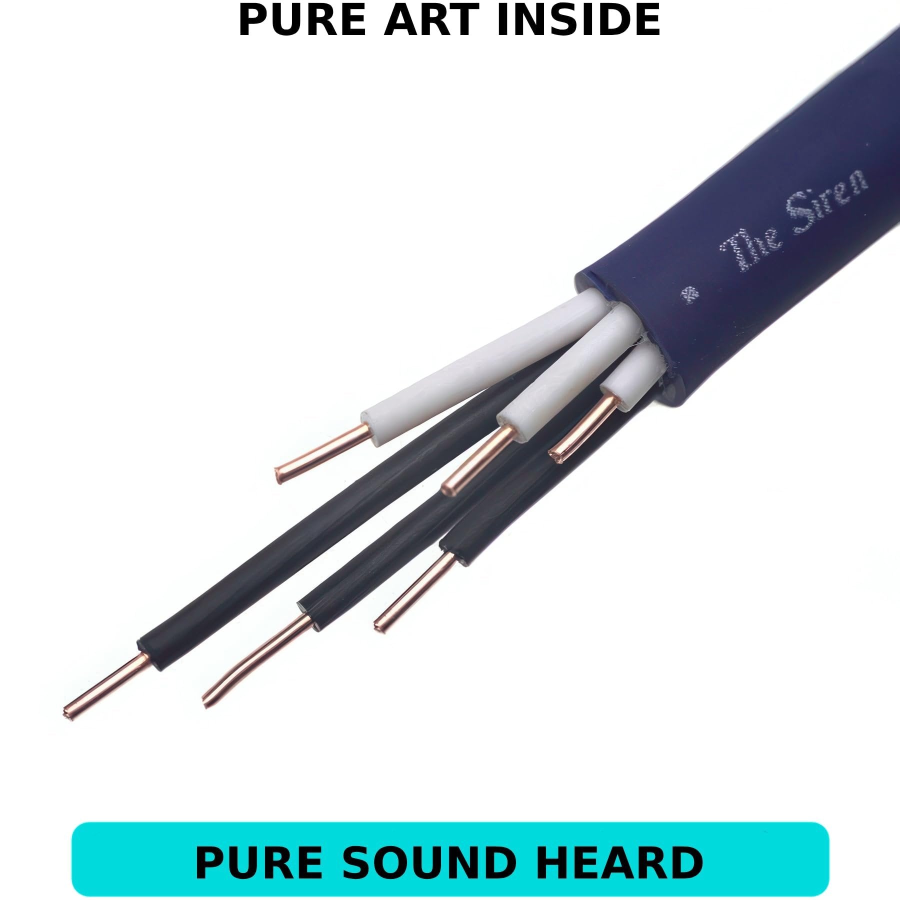 Cross-section close-up of Evidence Audio Siren speaker cable showing internal conductors (3 ft)