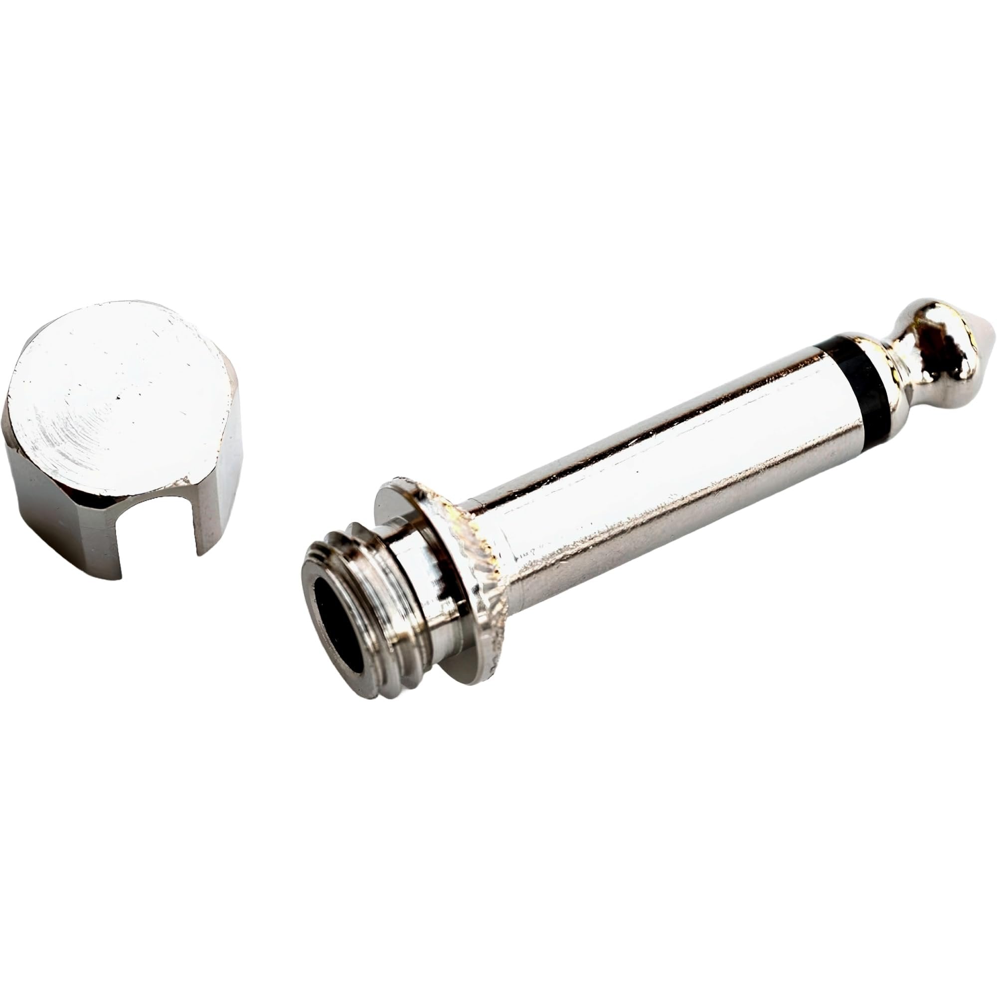 Evidence Audio SIS right-angle plug shown with separate screw cap component (10-pack)