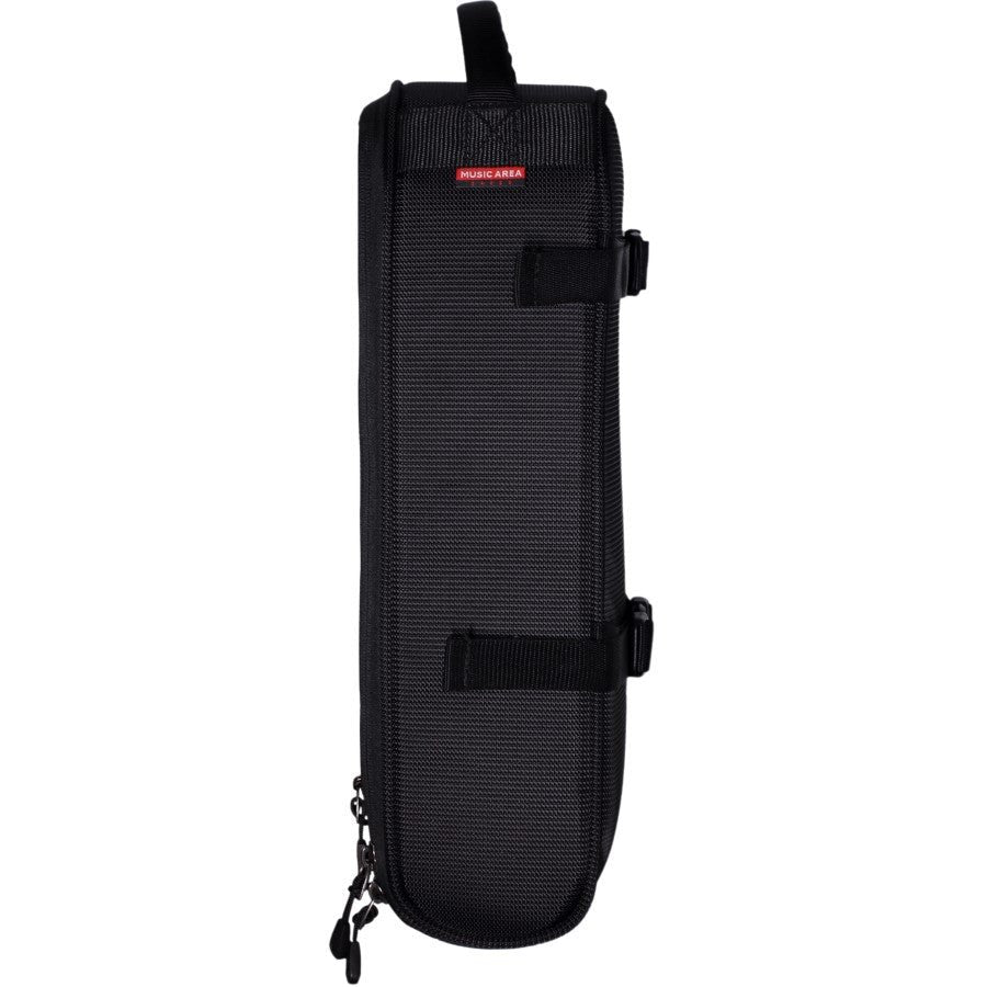 Hotone Ampero gig bag, side view showing zipper and adjustable strap buckles