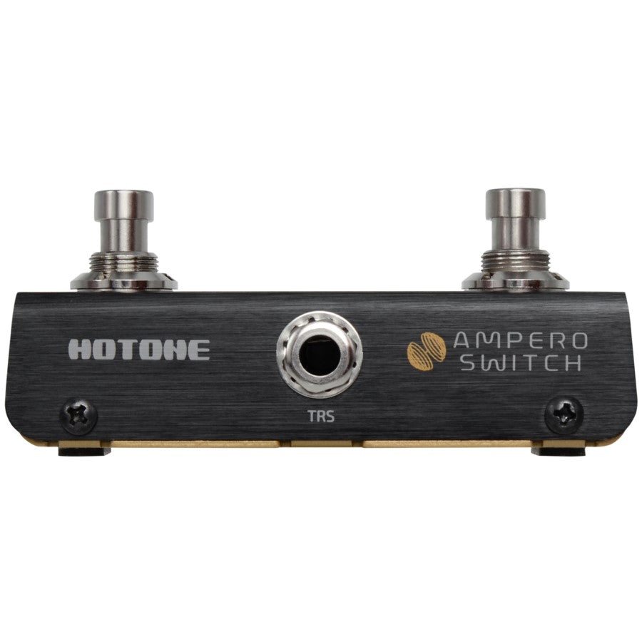 Hotone Ampero Switch dual footswitch, front view with centered TRS jack and logo