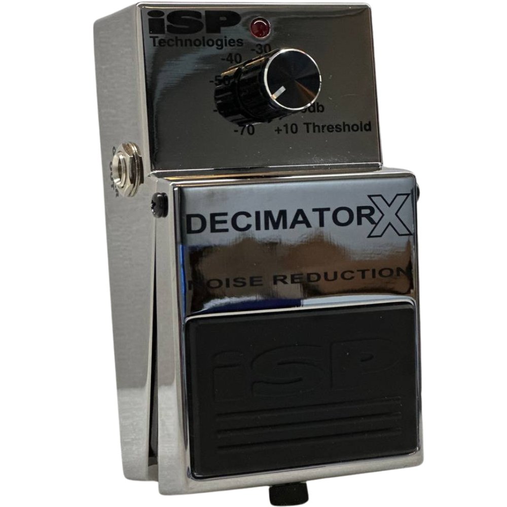 ISP Decimator X side view showing 1/4-inch input, output and LINK jacks