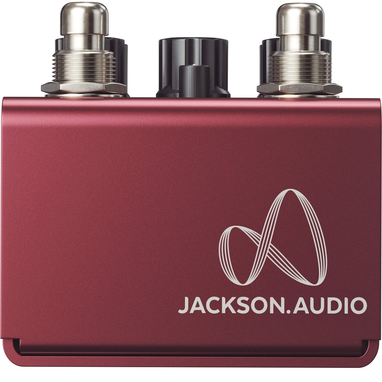 Jackson Audio Modular Fuzz with 6 Swappable Circuits, Back panel of the Modular Fuzz featuring the Jackson Audio logo.