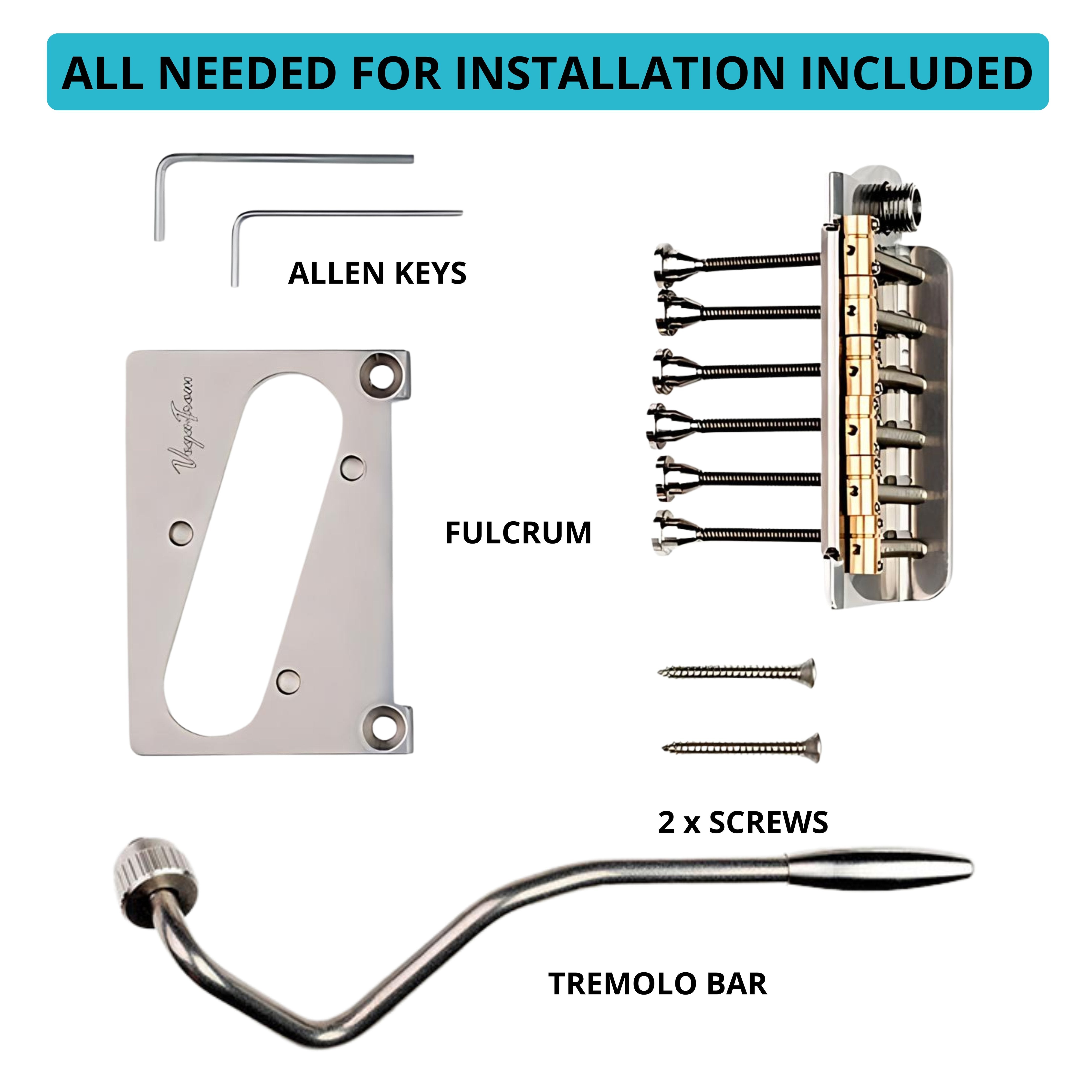 Vega-Trem VT2 Teletrem Modern Telecaster Guitar Tremolo Bridge For Tele Easy Installation