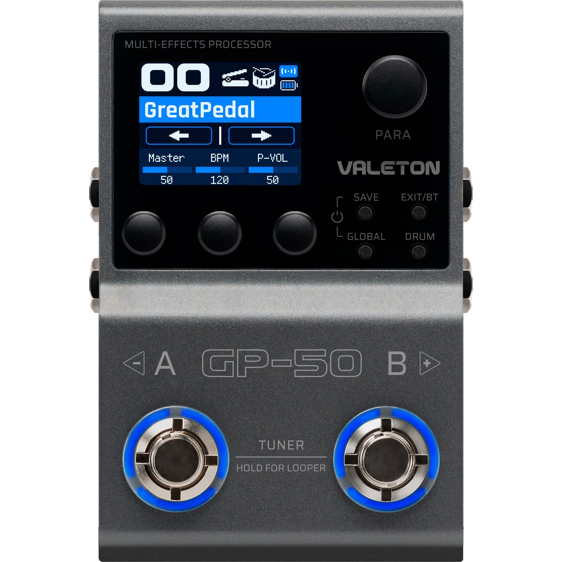 Valeton GP-50 SnapTone Multi-Effects Processor Pedal, IR Loader & Neural Amp Modeler, USB Audio Interface, Drum Machine & Looper, Bluetooth, 100+ FX, 100 Patches