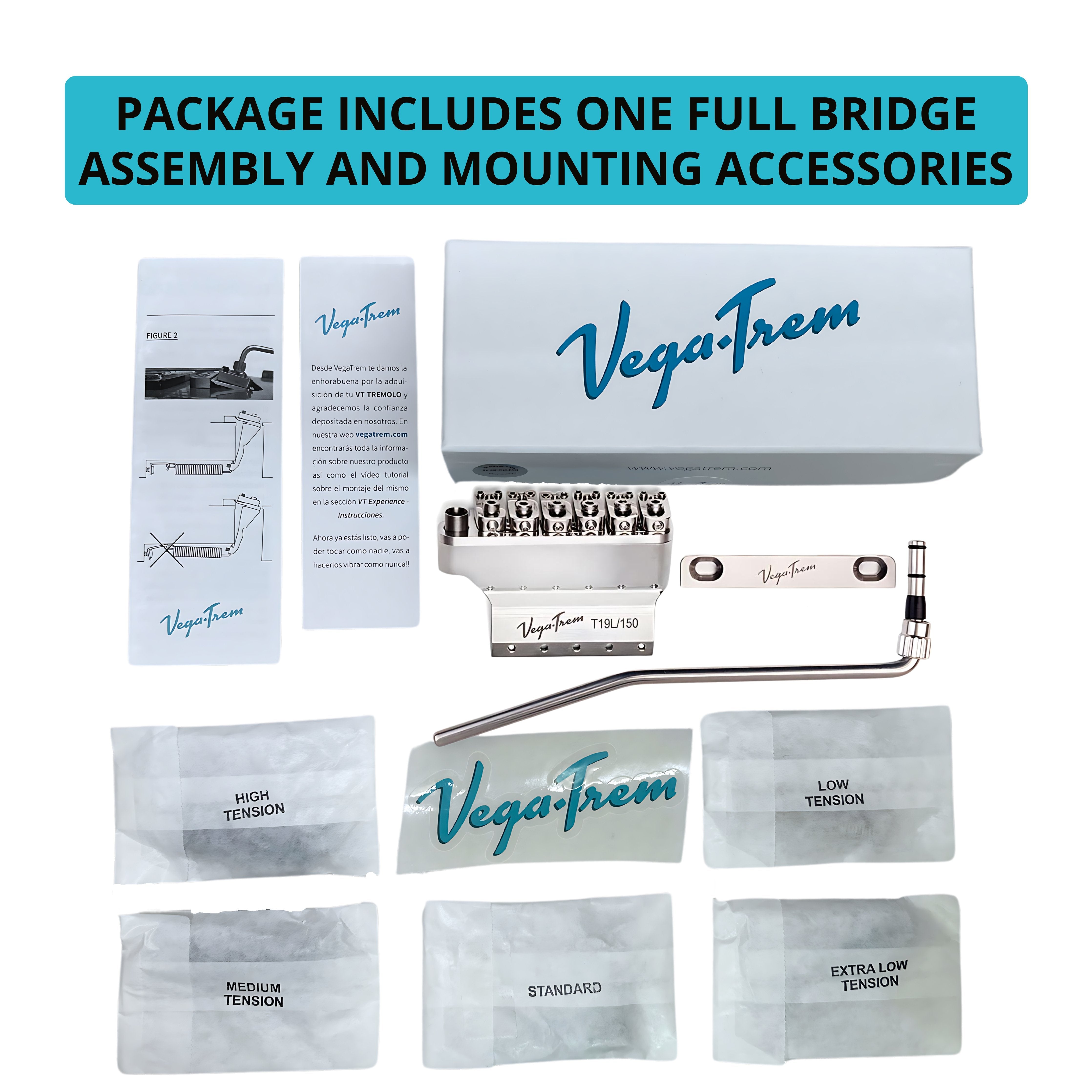 Vega-Trem VT1 2-Points Glossy Left Handed Stratocaster Guitar Tremolo Bridge For Strat No Mods Easy Installation