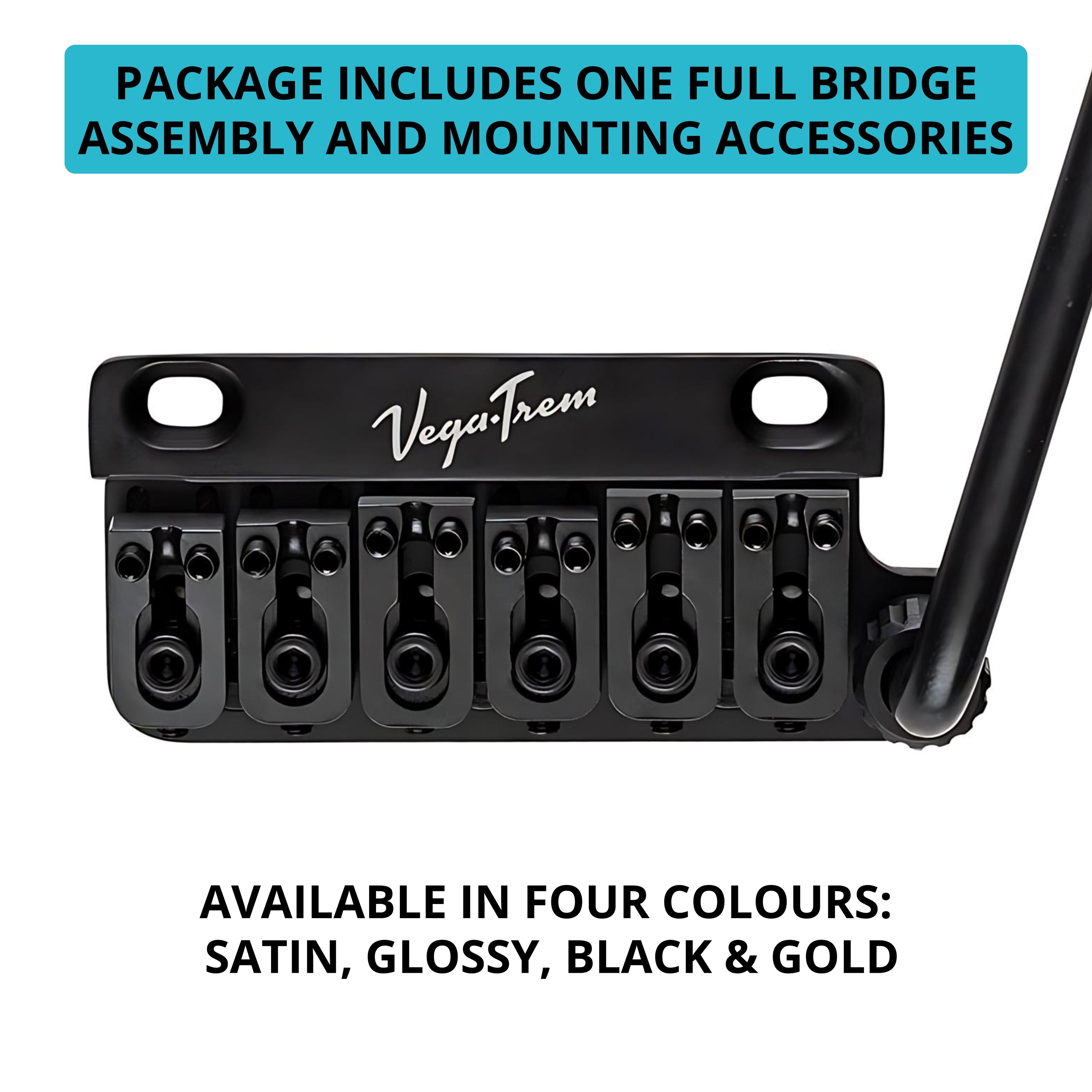 Vega-Trem VT1 2-Points Black Stratocaster Guitar Tremolo Bridge For Strat No Mods Easy Installation