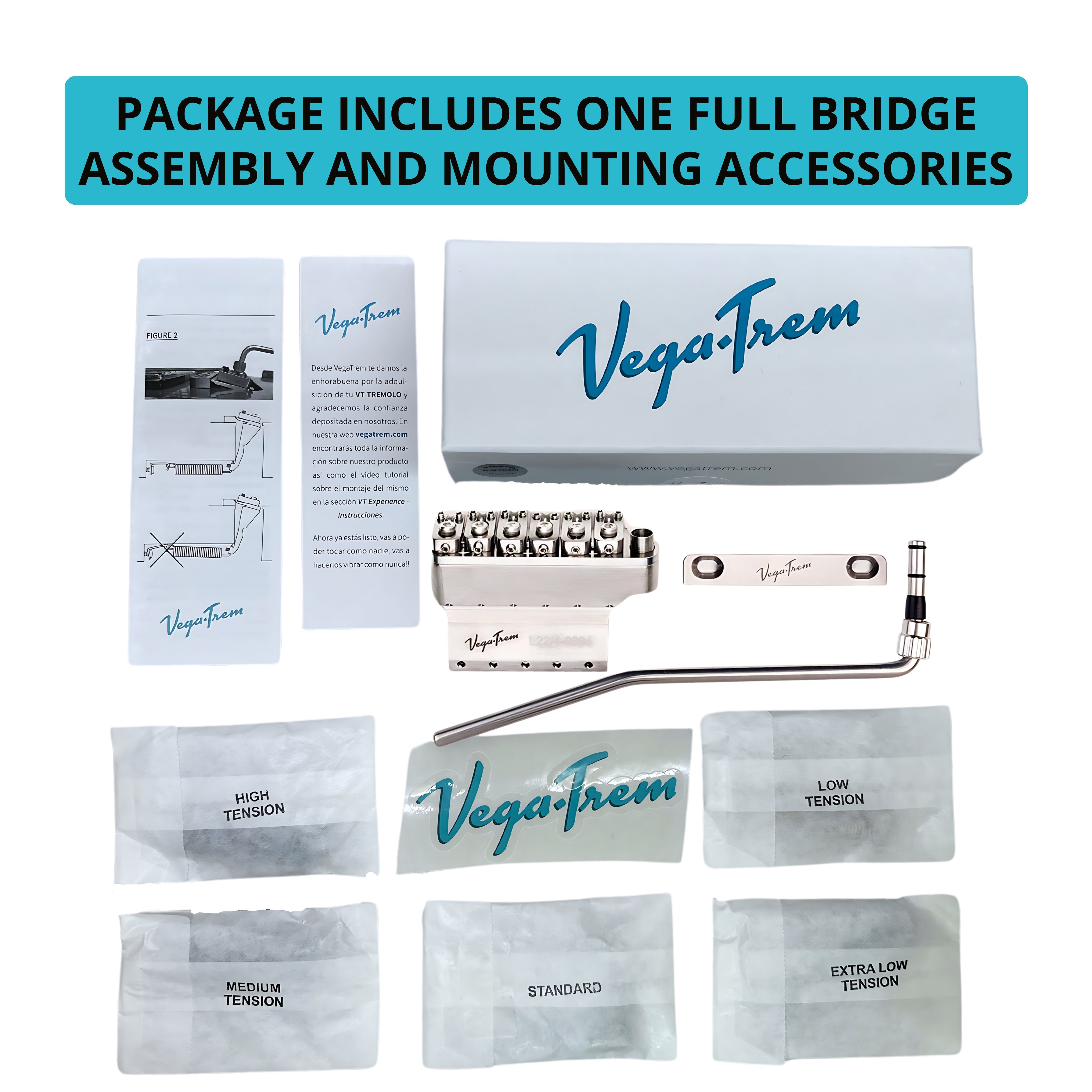 Vega-Trem VT1 2-Points Glossy Stratocaster Guitar Tremolo Bridge For Strat No Mods Easy Installation