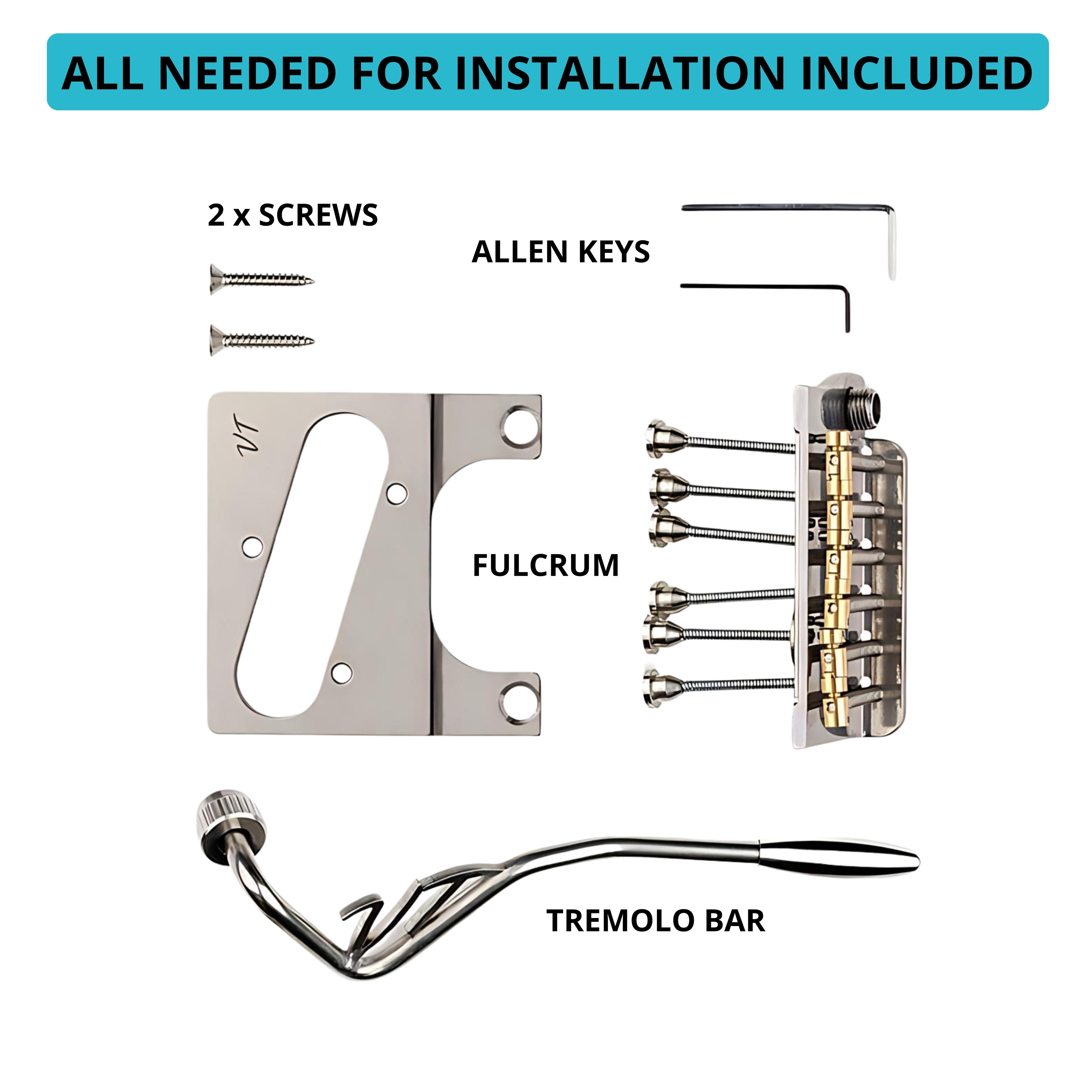 Vega-Trem VT2ND Teletrem Classic Telecaster Guitar Tremolo Bridge For Tele No Mods Easy Installation with logo