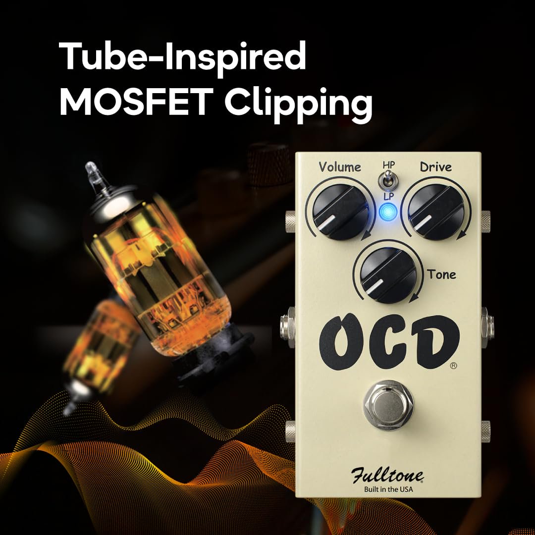 Fulltone OCD Obsessive Compulsive Drive Guitar Overdrive Pedal with HP/LP Tone Switch, MOSFET Clipping, Buffered Bypass – Made in USA