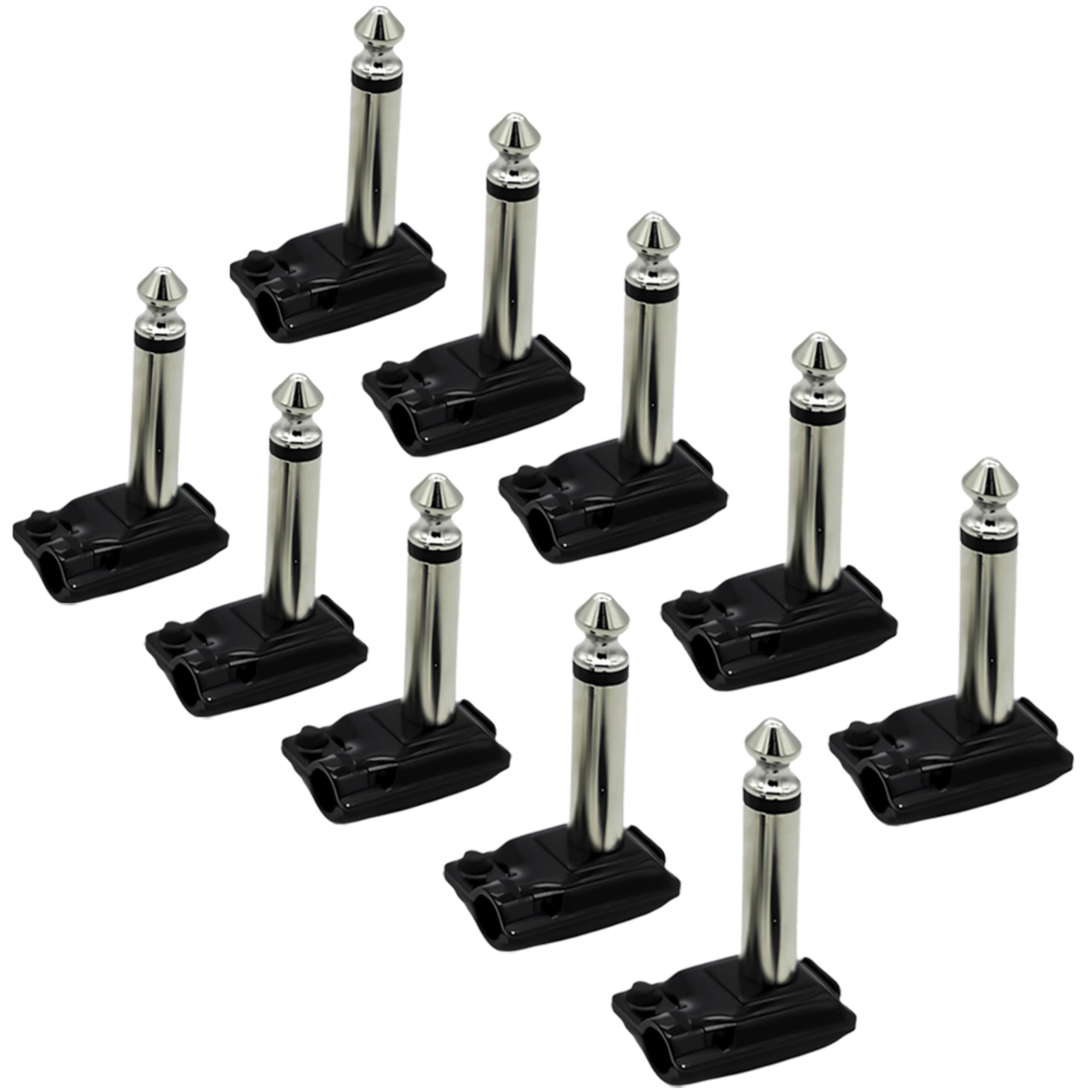 vidence Audio ESP 1/4″ Right Angle Mono Plug (10 Pack) – Soldered Pancake Style TS Connector for 5mm Cable, High Copper Brass, Low Profile Pedalboard Audio Plug