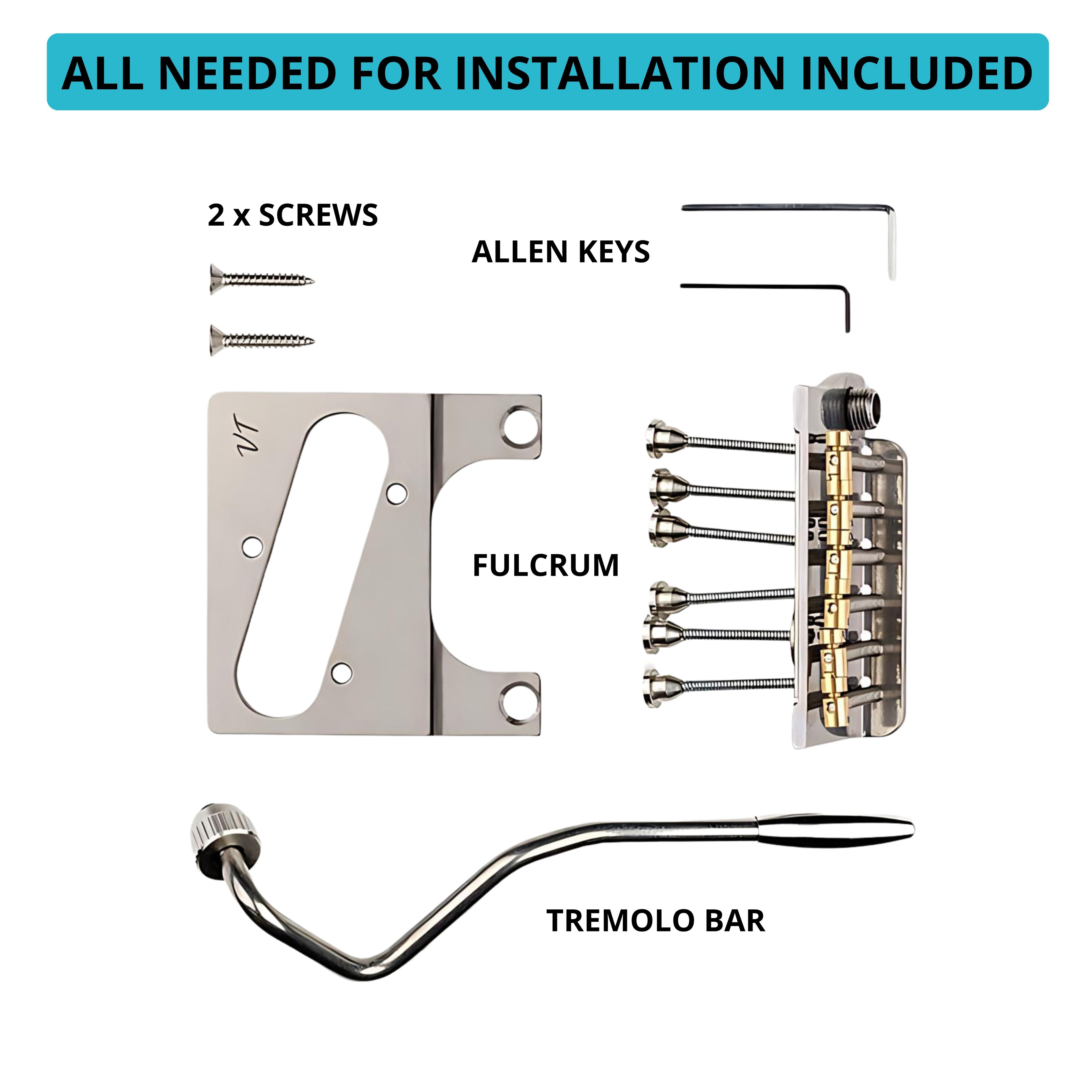 Vega-Trem VT2ND Teletrem Classic Telecaster Guitar Tremolo Bridge For Strat No Mods Easy Installation